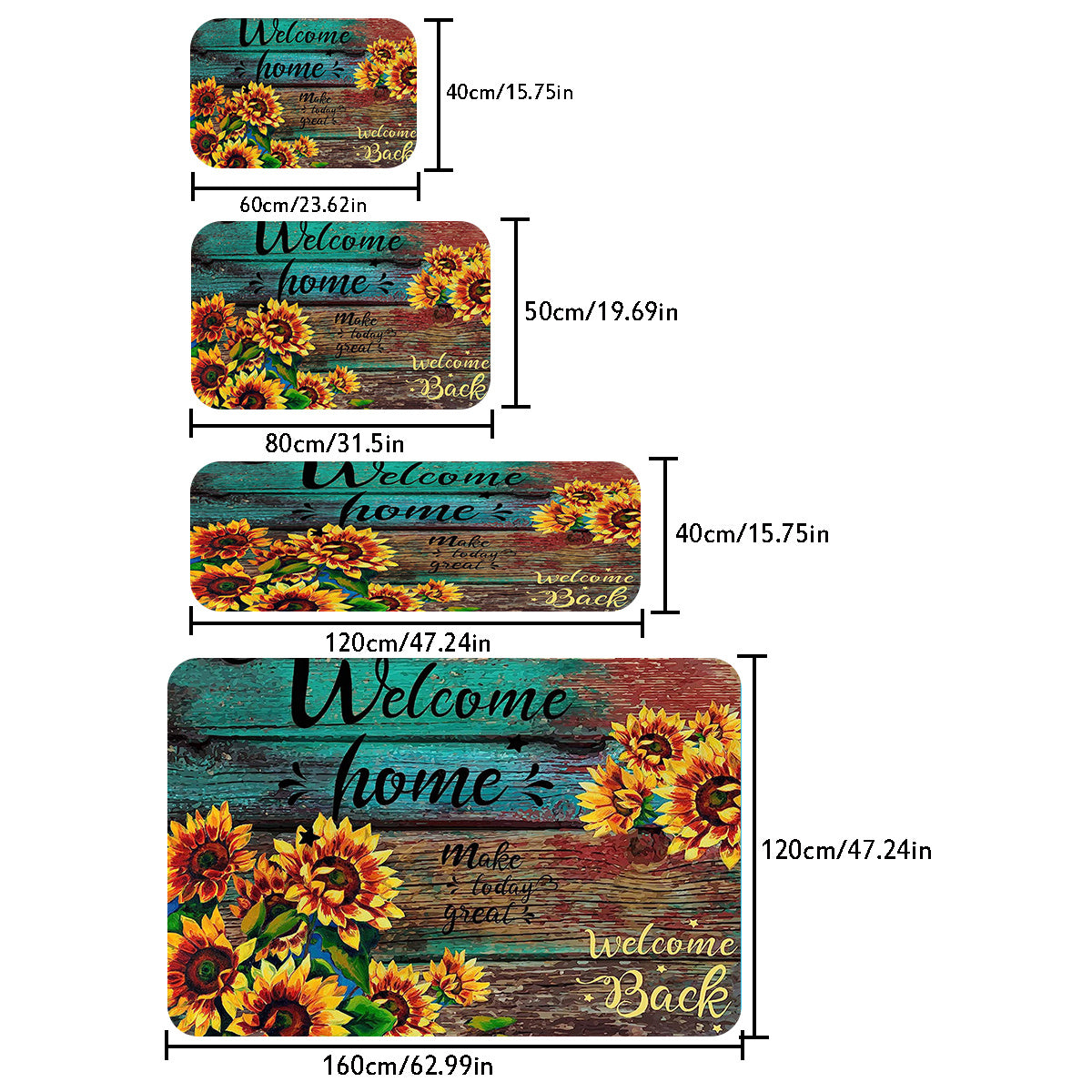Sunflower Print Area Rug Non Slip Floor Mat For Living Room Bedroom