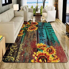 Sunflower Print Area Rug Non Slip Floor Mat For Living Room Bedroom