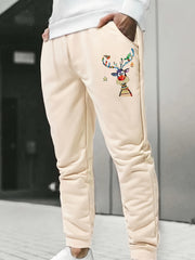 Men s Deer Print Drawstrings Sweatpants for Outdoor Sports