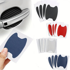4pcs Set Carbon Fiber Texture Car Door Handle Protectors Stickers