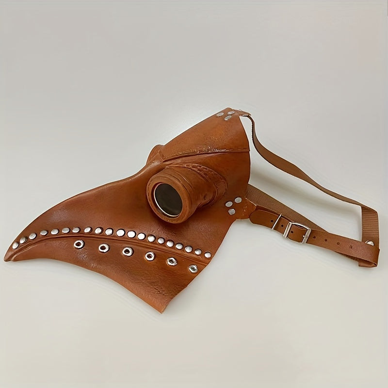 Furry Mask Plague Doctor Halloween Costume Props Leather Masks Adults