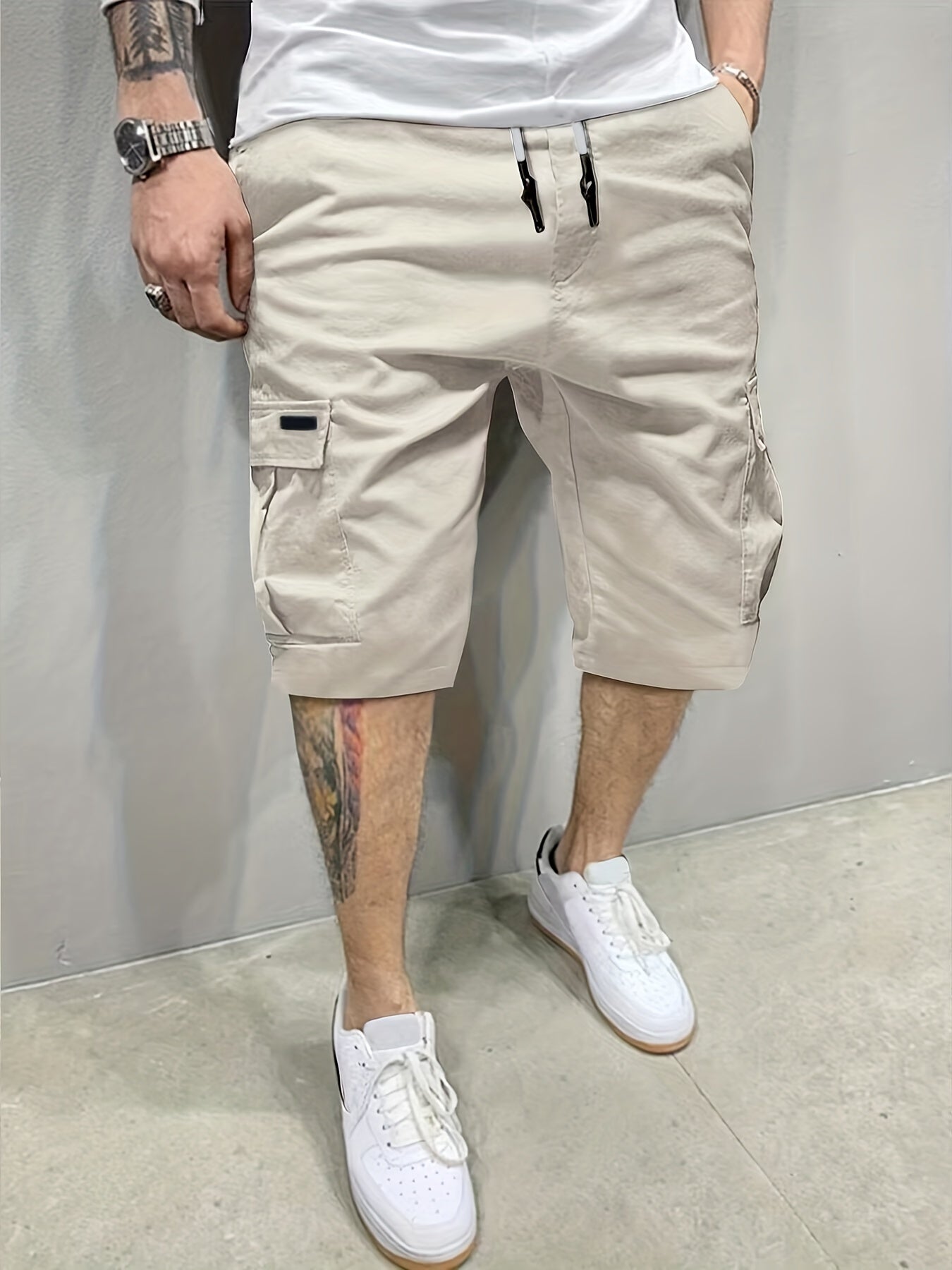 Men's Cargo Shorts Drawstring Waist Casual Sports Shorts