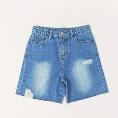 Boys Ripped Denim Shorts for Summer Outdoor