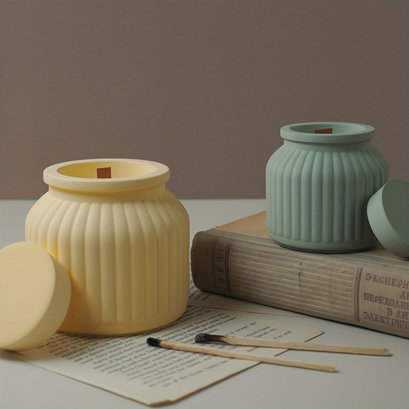 DIY Concrete Candle Jar Silicone Mold Gypsum Candle Holder Cement Vase Mold