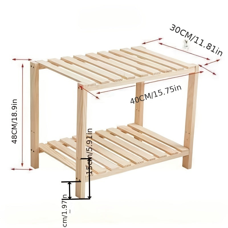 2 Tier Wooden End Table for Living Room and Bedroom, Easy Assembly