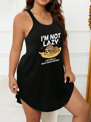 Sloth & Slogan Print Stretch Sleep Dress