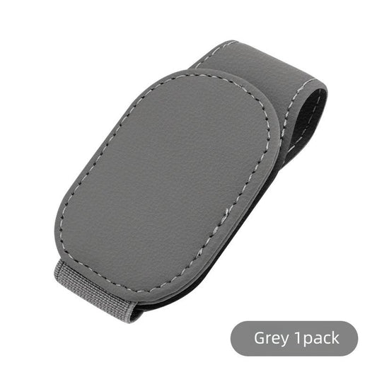 Car Sunglasses Holder Clip Magnetic Leather Sun Visor Organizer