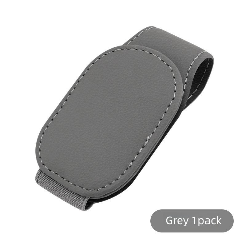 Car Sunglasses Holder Clip Magnetic Leather Sun Visor Organizer