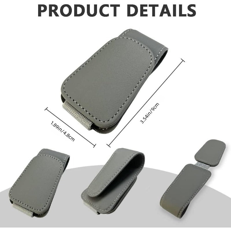 Car Sunglasses Holder Clip Magnetic Leather Sun Visor Organizer
