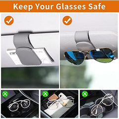 Car Sunglasses Holder Clip Magnetic Leather Sun Visor Organizer