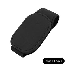 Car Sunglasses Holder Clip Magnetic Leather Sun Visor Organizer