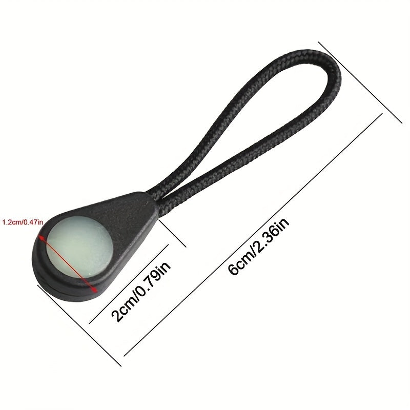 3pcs Luminous Zipper Pullers Glow In The Dark Outdoor Camping Hiking Zipper Pull