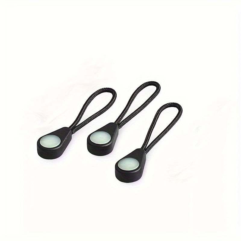 3pcs Luminous Zipper Pullers Glow In The Dark Outdoor Camping Hiking Zipper Pull