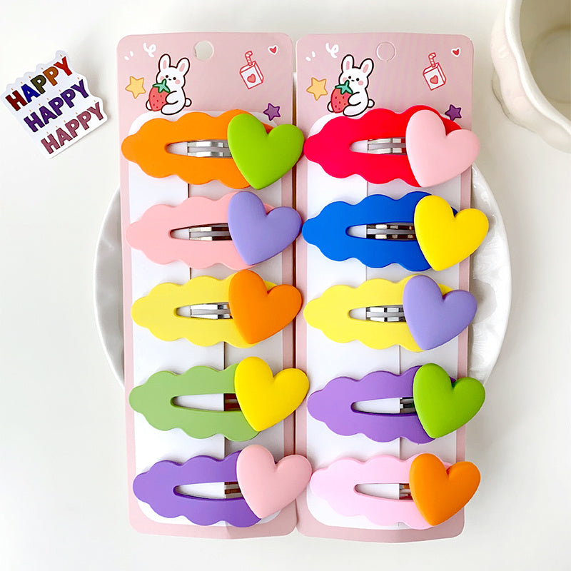 10pcs Heart Hair Clips for Baby Girls, Decorative Hair Accessories