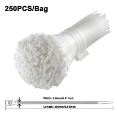 250pcs Heavy Duty 25.4cm Cable Zipper Straps Self Locking Nylon Straps