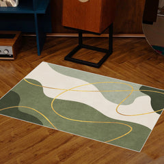 Green Gradient Graffiti Area Carpet Yellow Lines Living Room Rug
