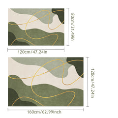 Green Gradient Graffiti Area Carpet Yellow Lines Living Room Rug