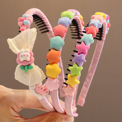 Girls Sweet Star Heart Bow Head Hoop Kids Hair Accessories
