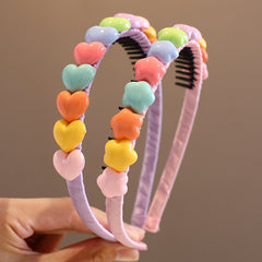 Girls Sweet Star Heart Bow Head Hoop Kids Hair Accessories