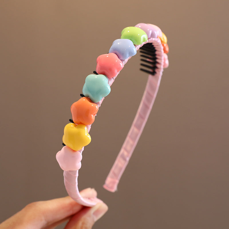 Girls Sweet Star Heart Bow Head Hoop Kids Hair Accessories