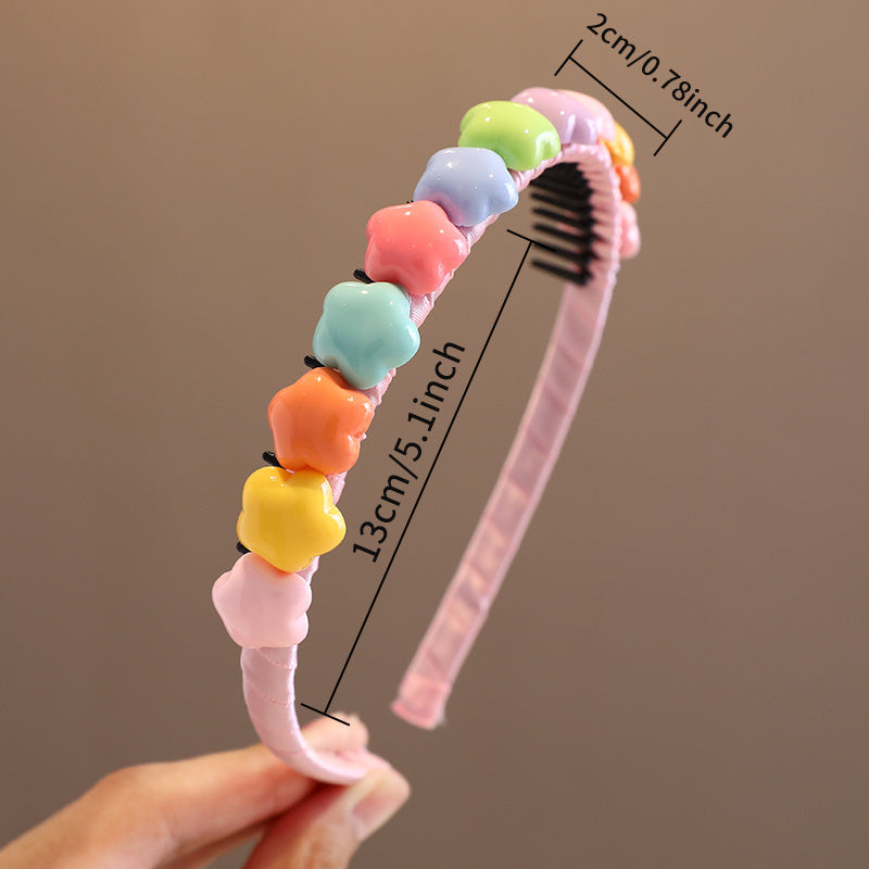 Girls Sweet Star Heart Bow Head Hoop Kids Hair Accessories