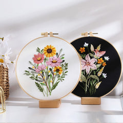Flowers Pattern Embroidery Kit DIY Needlework Tools