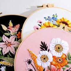 Flowers Pattern Embroidery Kit DIY Needlework Tools