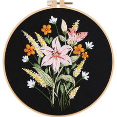 Flowers Pattern Embroidery Kit DIY Needlework Tools
