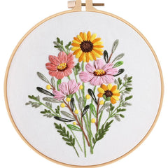 Flowers Pattern Embroidery Kit DIY Needlework Tools