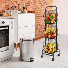 3 Tier Kitchen Fruit Basket Small Stroller Storage Rack Household Shelf Bathroom
