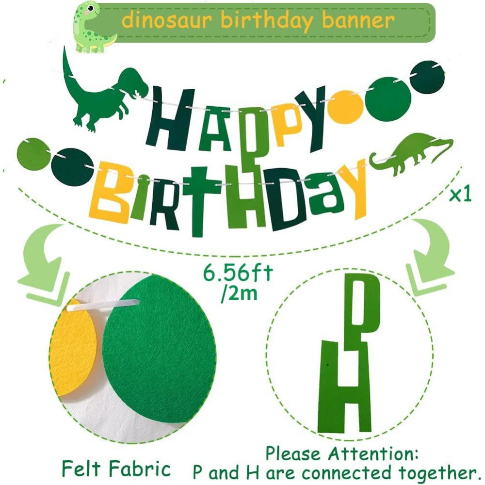 Dinosaur Jungle Theme Happy Birthday Banner
