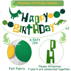Dinosaur Jungle Theme Happy Birthday Banner