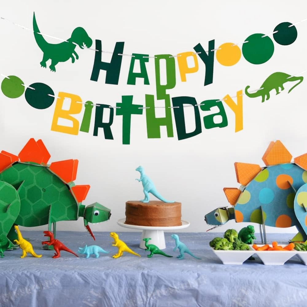 Dinosaur Jungle Theme Happy Birthday Banner