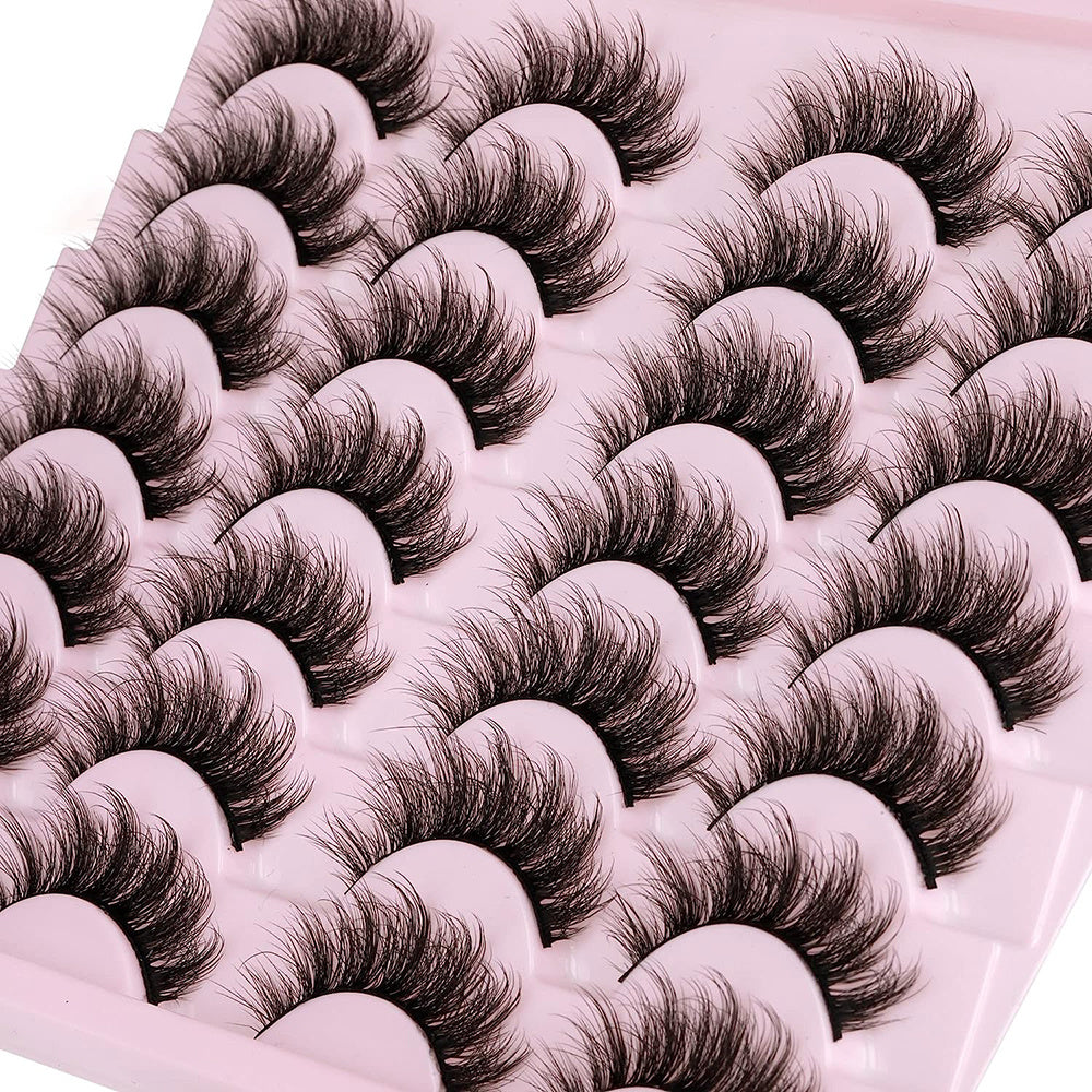 14 Pairs Wispy False Eyelashes Cat Eye Lashes Natural Look Fluffy Mink Lashes