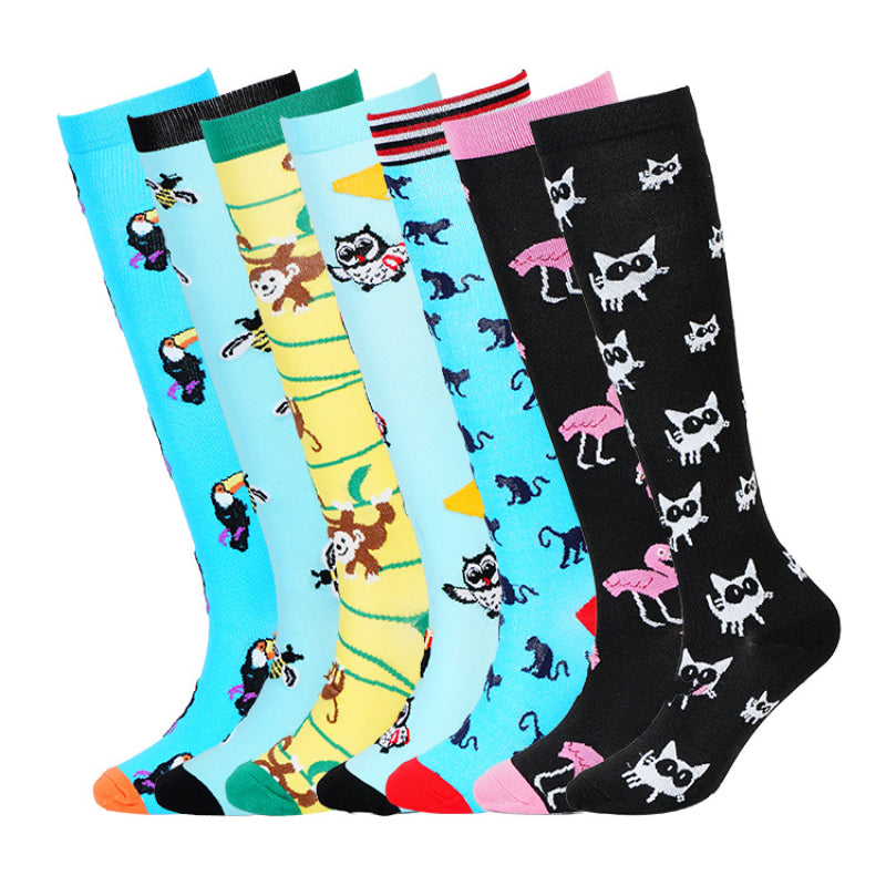 Spring Cartoon Animal Compression Socks for Running