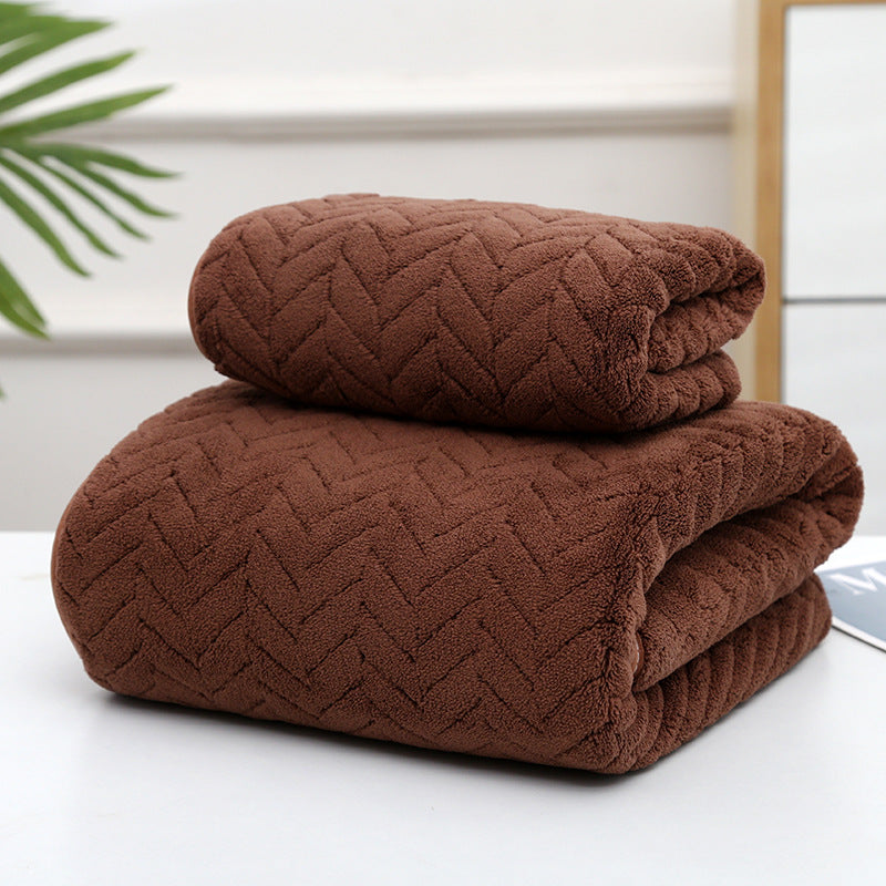 Coral Velvet Towel Set - Soft & Absorbent - 1 Bath & 1 Hand Towel