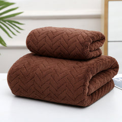 Coral Velvet Towel Set - Soft & Absorbent - 1 Bath & 1 Hand Towel