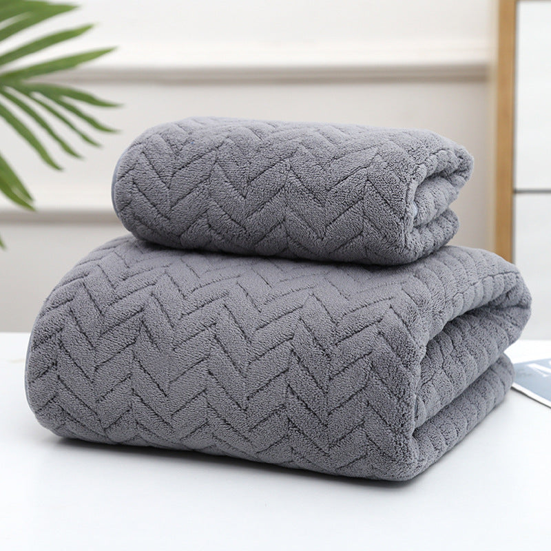 Coral Velvet Towel Set - Soft & Absorbent - 1 Bath & 1 Hand Towel
