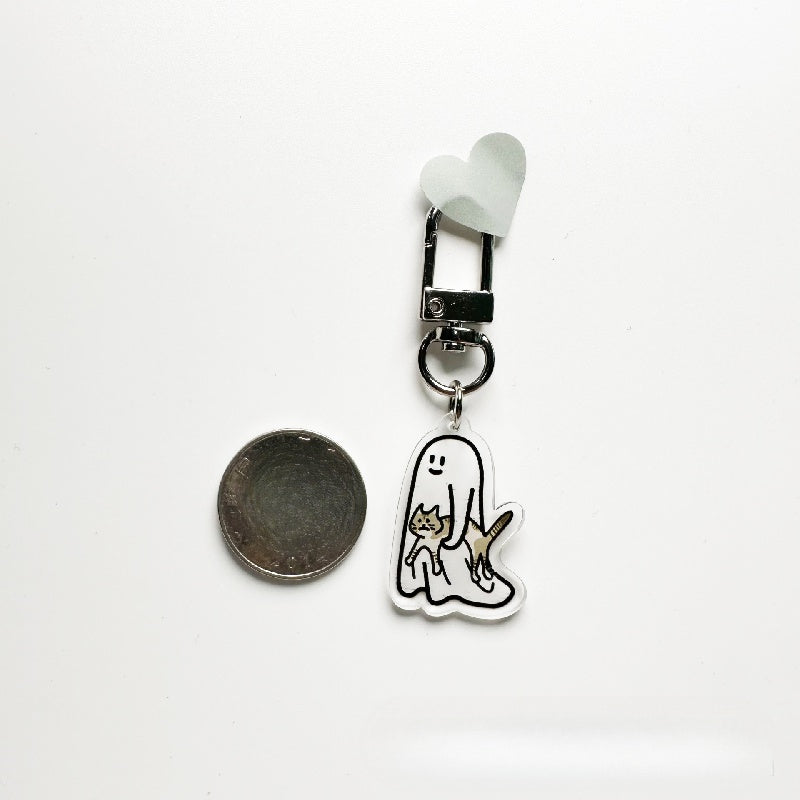 Floating Little Ghost Acrylic Keychain Backpack Mobile Phone Ornament