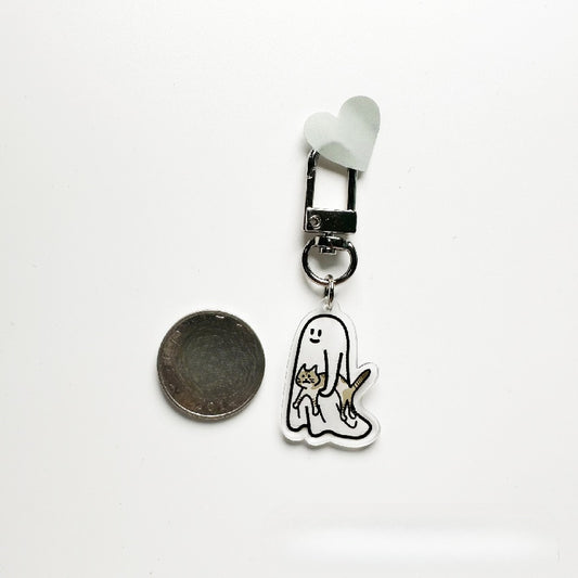 Floating Little Ghost Acrylic Keychain Backpack Mobile Phone Ornament