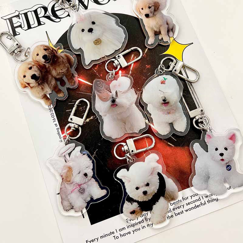 Y2k Style Dog Keychain Acrylic Puppy Pendant for Women Teen Girl Charm
