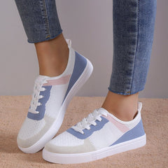 Women's Colorblock Knit Skate Shoes Lace Up Low Top Sneakers