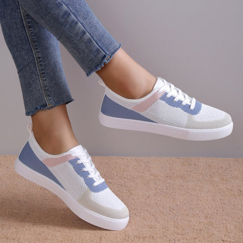 Women's Colorblock Knit Skate Shoes Lace Up Low Top Sneakers
