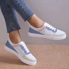 Women's Colorblock Knit Skate Shoes Lace Up Low Top Sneakers