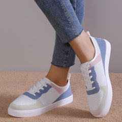 Women's Colorblock Knit Skate Shoes Lace Up Low Top Sneakers