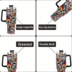 Halloween Skull Tumbler 40oz Stainless Steel Thermal Water Bottle