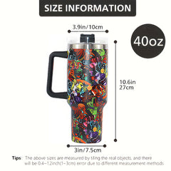 Halloween Skull Tumbler 40oz Stainless Steel Thermal Water Bottle