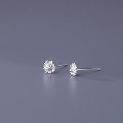 9 Pairs S999 Sterling Silver Mini Stud Earrings for Girls Hypoallergenic