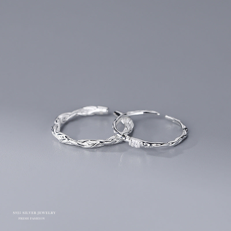 S925 Sterling Silver Twisted Circle Rings Set for Girls Holiday Gift
