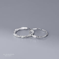 S925 Sterling Silver Twisted Circle Rings Set for Girls Holiday Gift